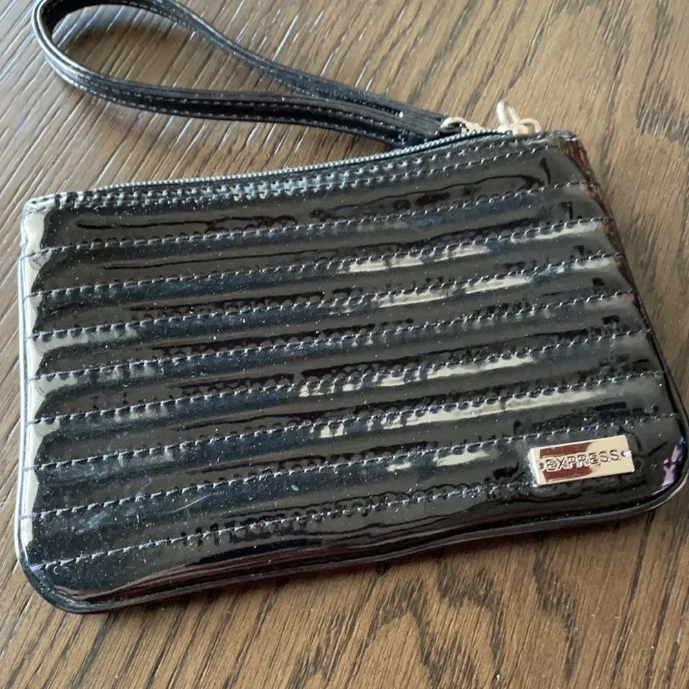 EXPRESS  black vinyl mini bag and cardholder - Image 3