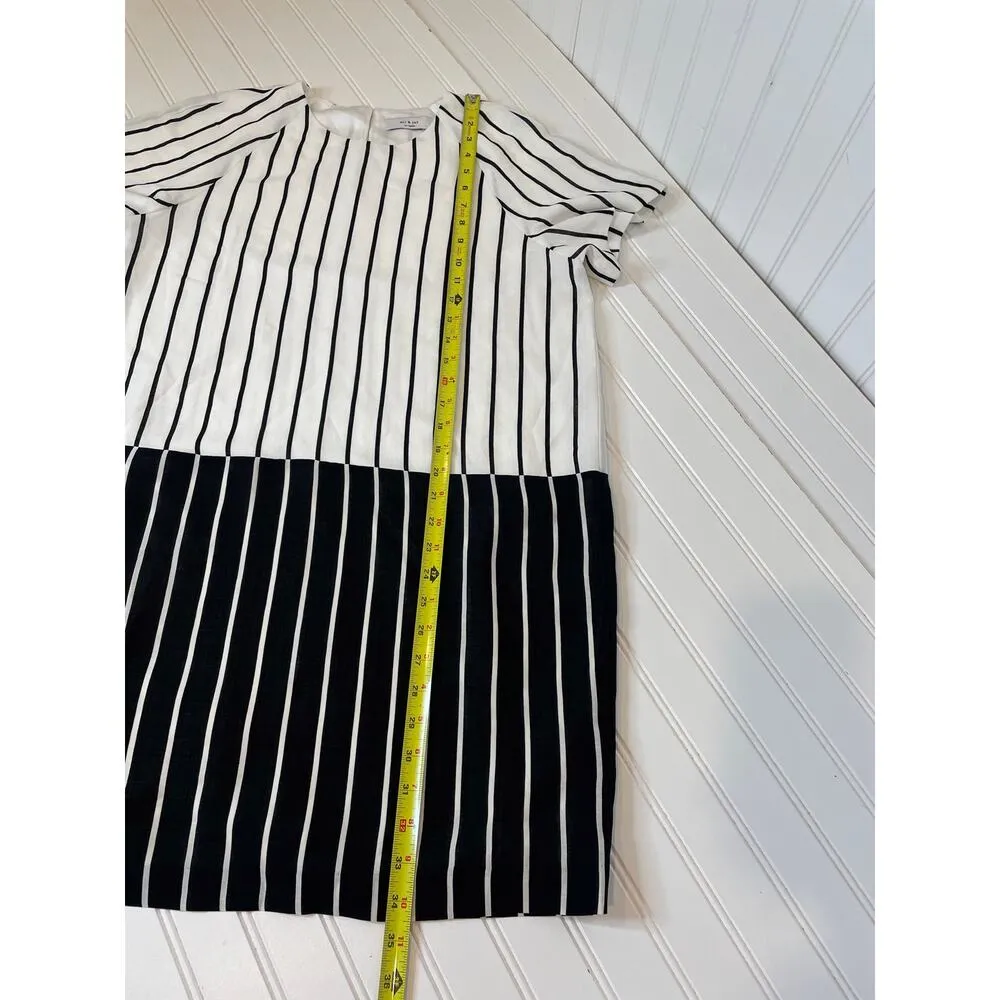 Ali & Jay Stripe Courtyard Mini Shift Dress Short Sleeve Black & White Size L - Image 6