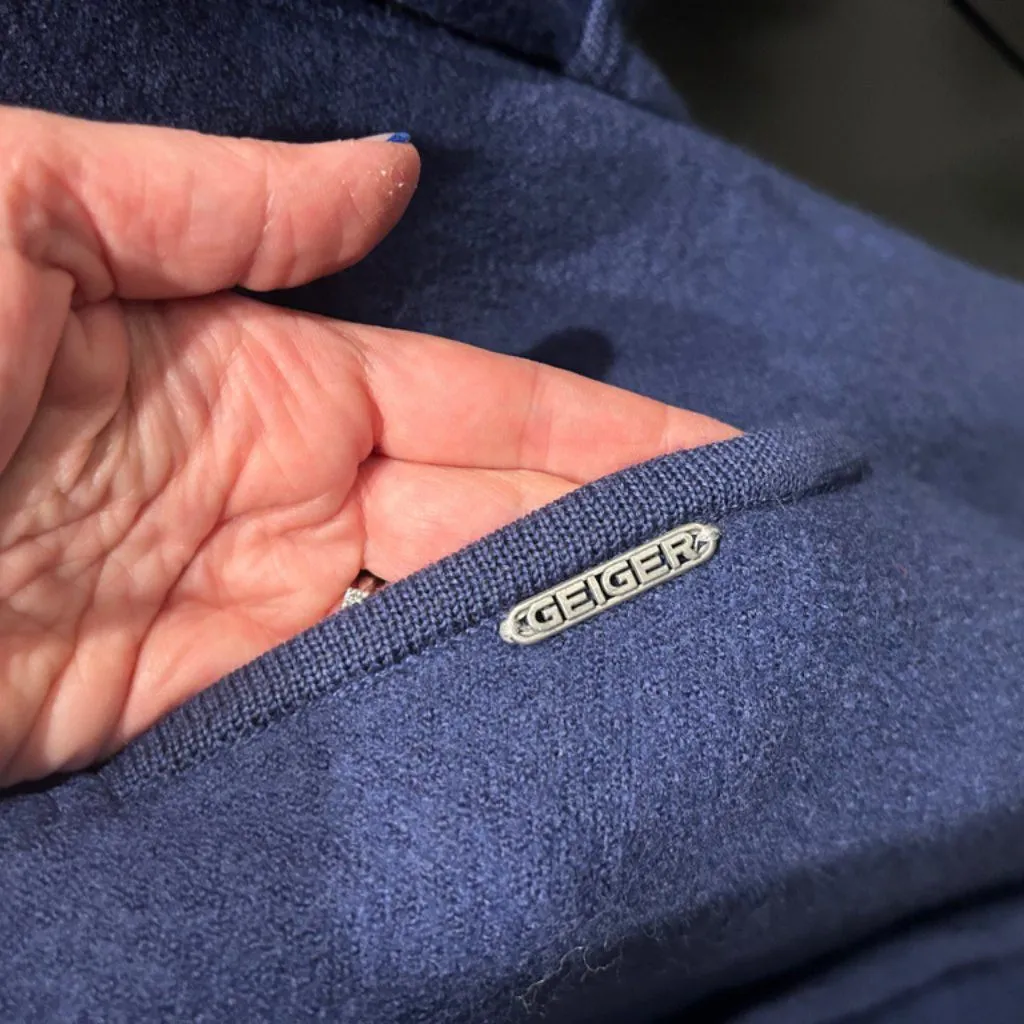 Vintage Geiger Blue Boiled Wool Long Coat Full Length Classic Sz EU 38 US 10 - Image 4