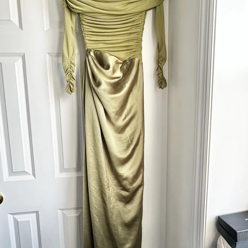 Anthropologie BHLDN Off-Shoulder Long-Sleeve Stretch Mesh Midi Dress - Image 4