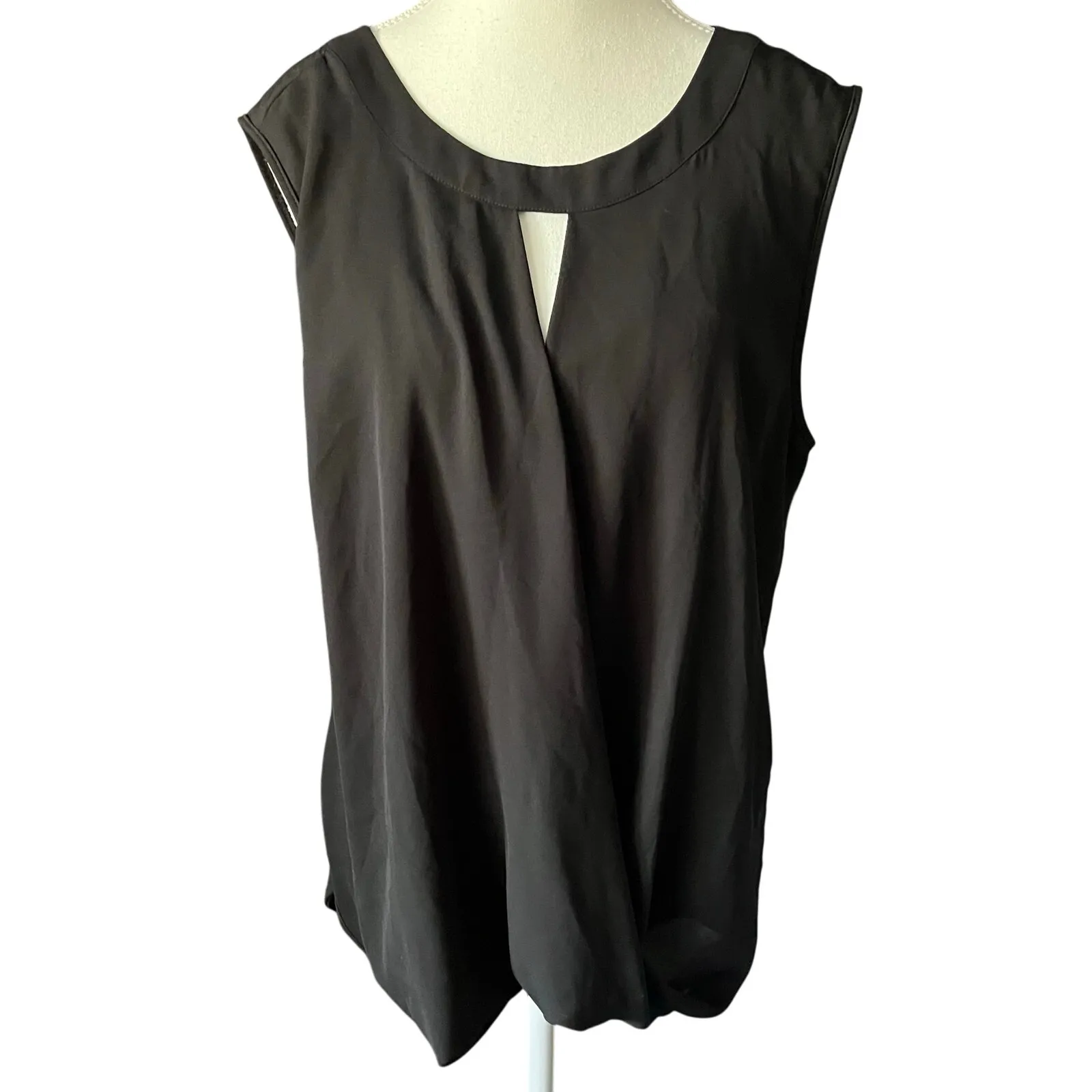 41 Hawthorne‎ Clearwater Mixed Material Blouse Women's XL Tie Bow Back Drapey Black - Image 2