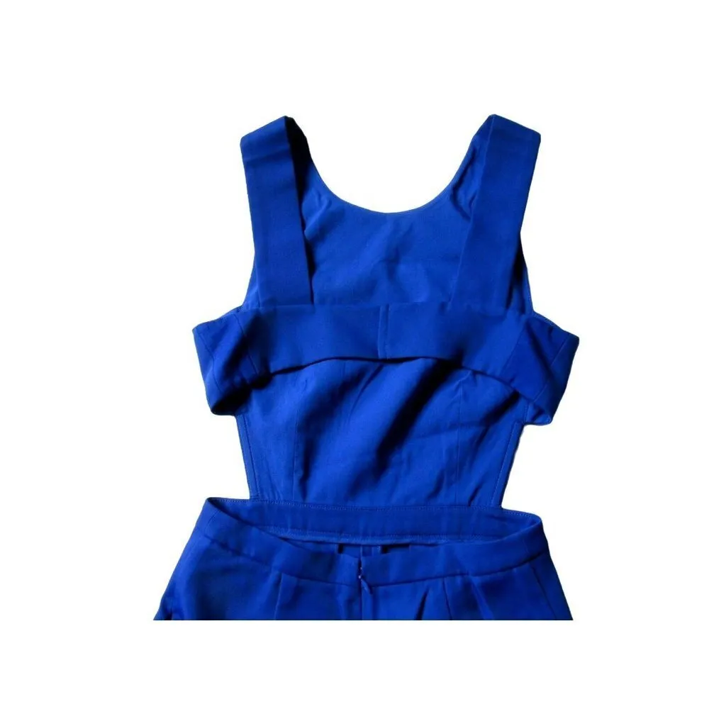 NWT BCBG MaxAzria Rossana in Royal Blue Satin Wide Leg Cutout Jumpsuit 2 x 32 - Image 12