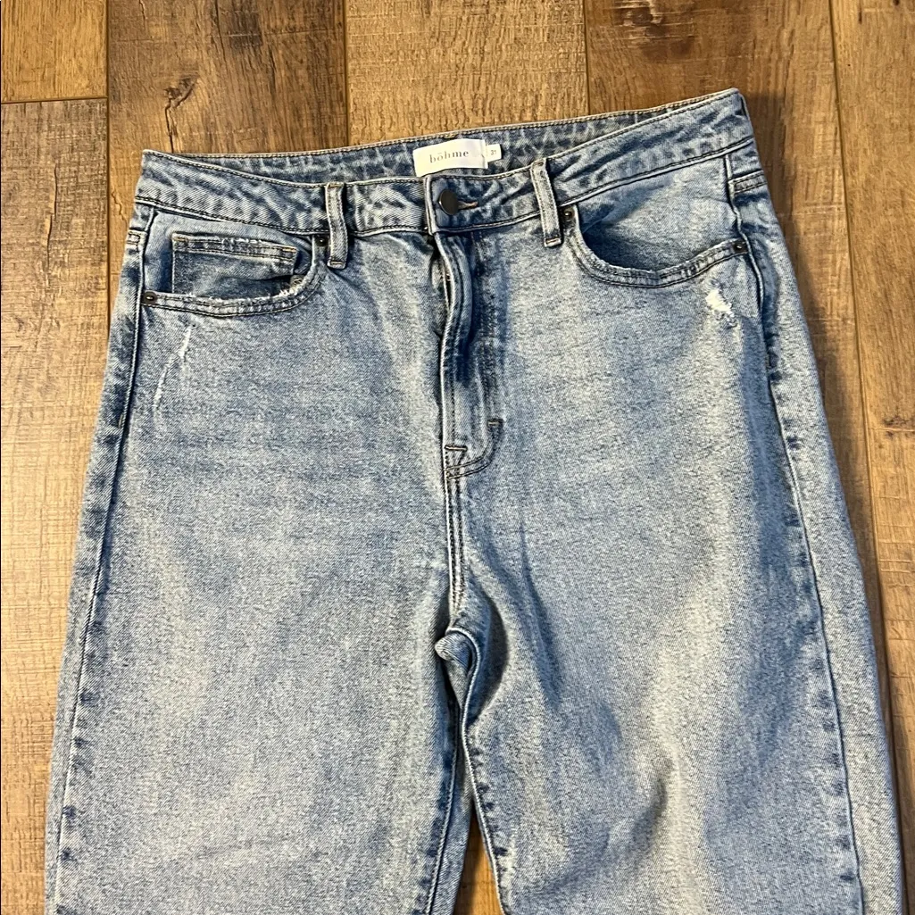 Bohme Classic Straight Leg High Rise Jeans Light Wash Size 31 - Image 3