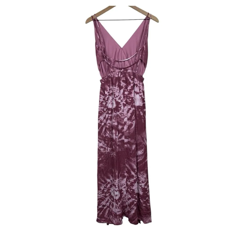 Lulus Live In Harmony Tie-Dye Maxi Dress Sz S Mauve Pink Leg‎ Slit Open Back - Image 4