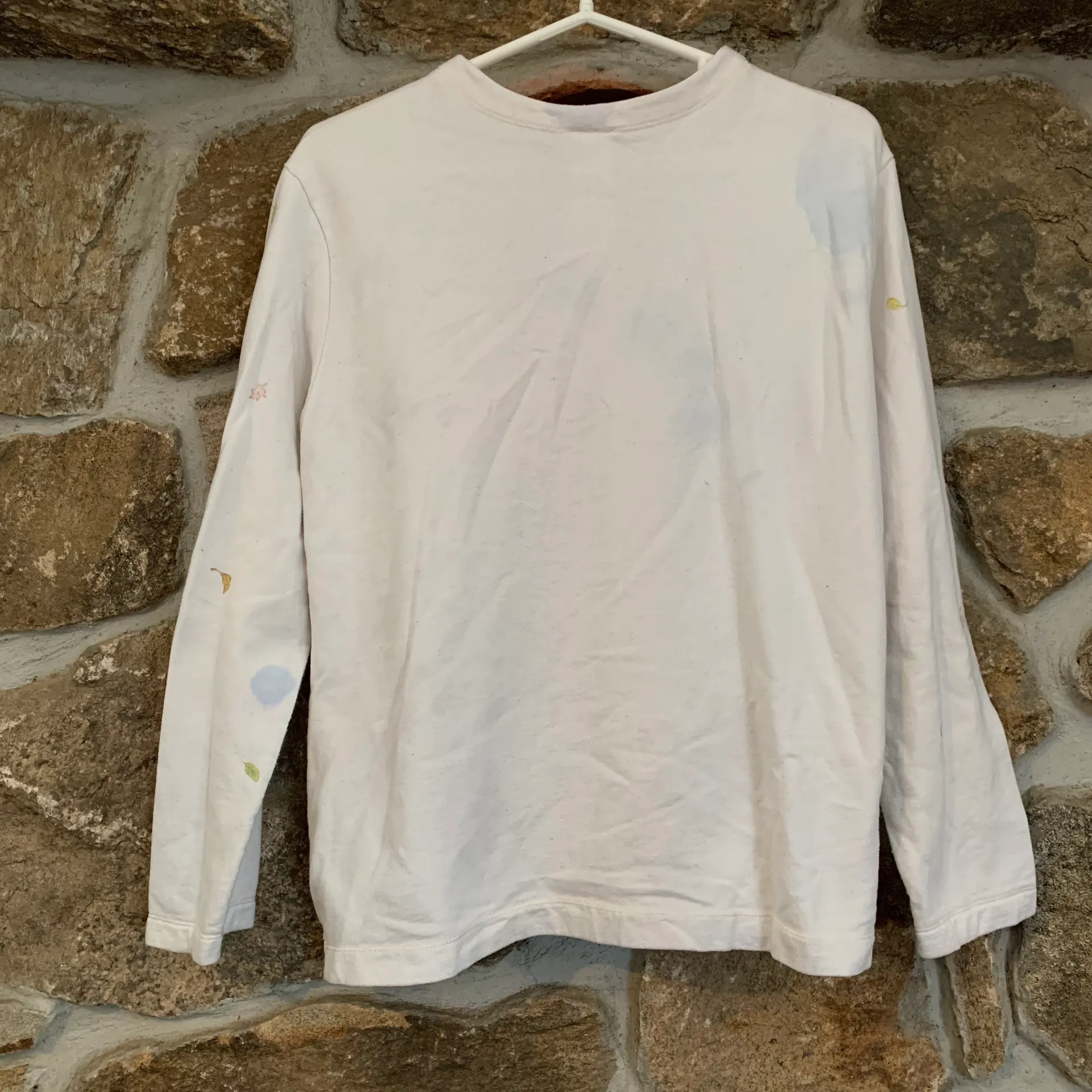 Vintage Cream White/Beige Fall Scene Button Up Cardigan Sweatshirt White Size M - Image 2