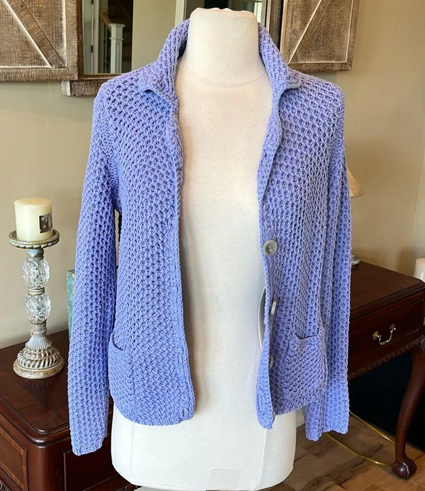 J Jill Purple Lavender Crochet Sweater - Image 3