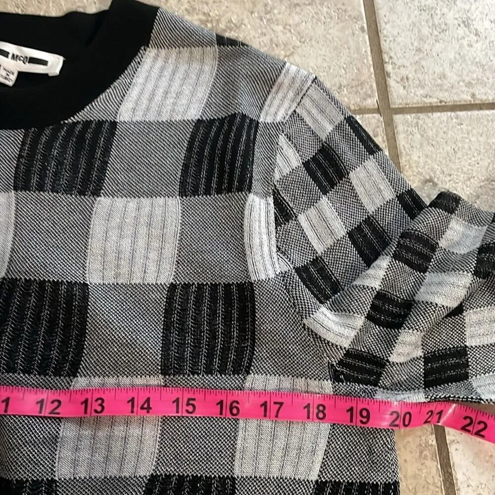 McQ Alexander McQueen Checked Knitted Mini Dress Gray Size M - Image 12