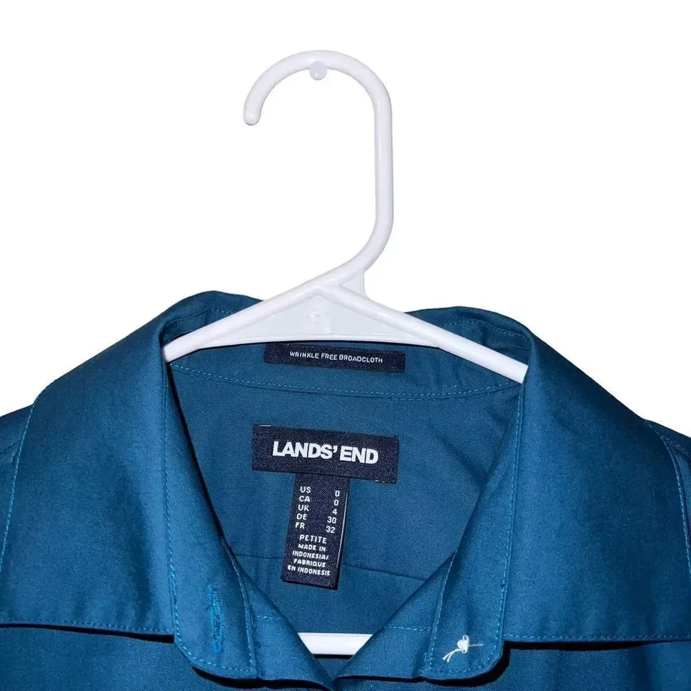 Lands'‎ End Broadcloth Button Front Shirt Size 0 - Image 2