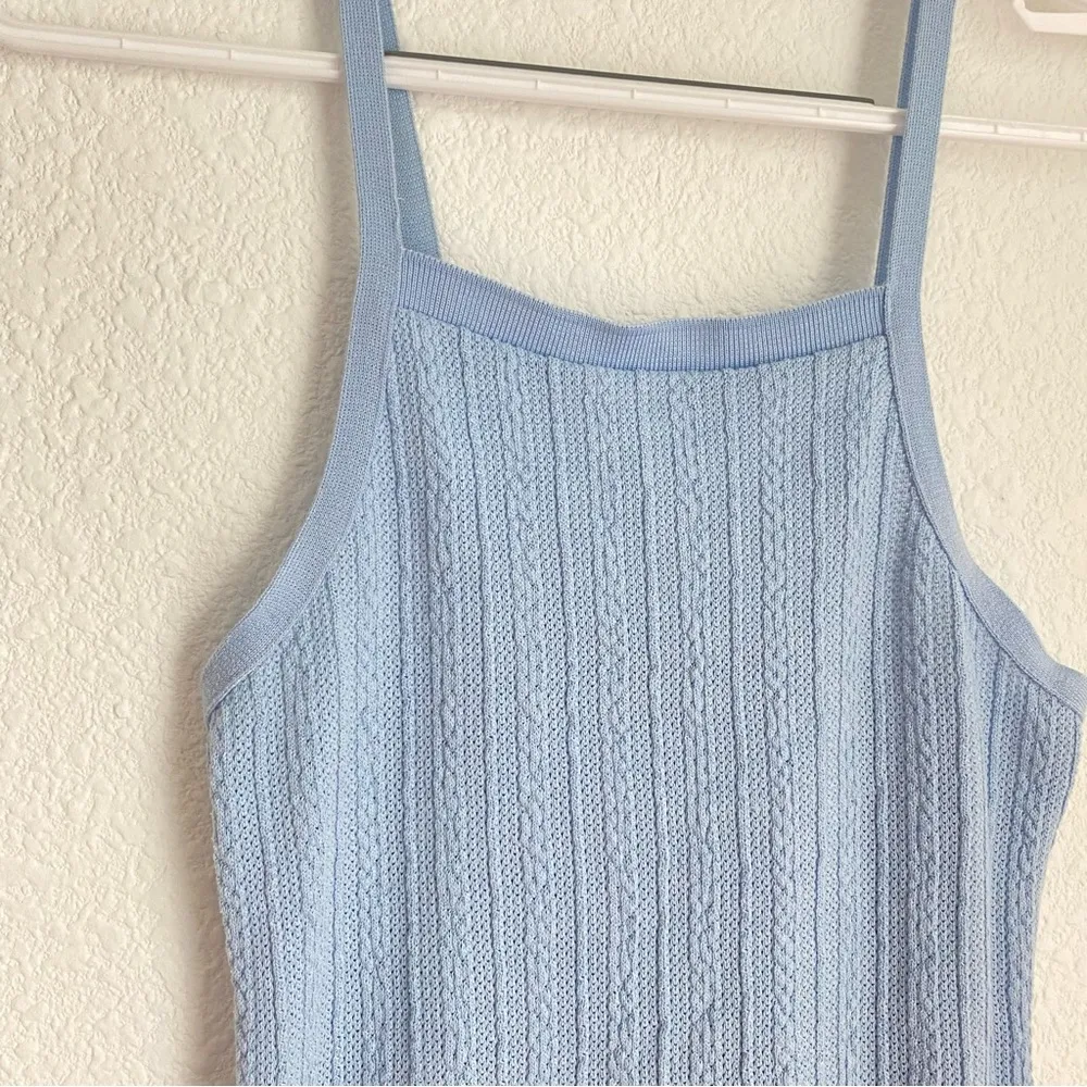 baby blue knit bodycon square neckline mini dress size S - Image 2