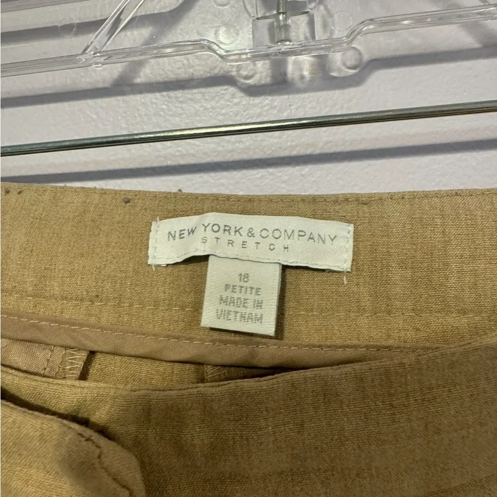 Khaki colored New York and Company wide leg dress pants‎ Tan Size 18P - Image 2