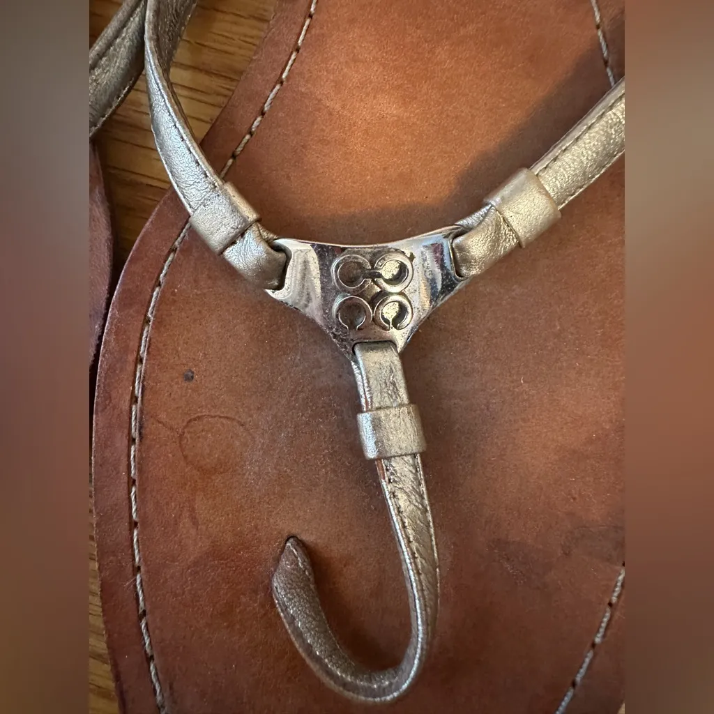 Coach Rachel Pewter Leather Sandals Size 10 - Image 3