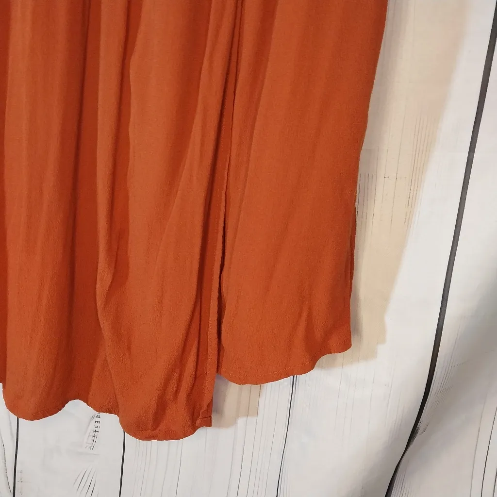 Maeve Anthropologie Rust V-Neck Faux Wrap Dress - Image 4