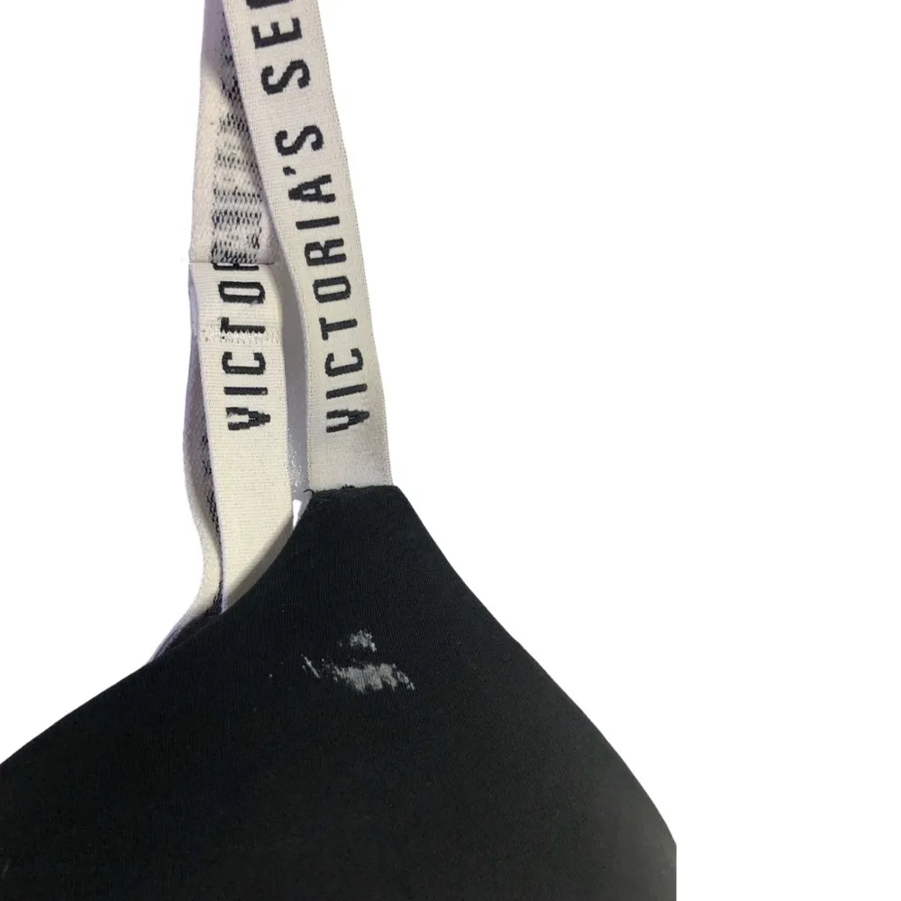 Victoria’s Secret Logo Straps Black Padded Push Up Bra - Image 2