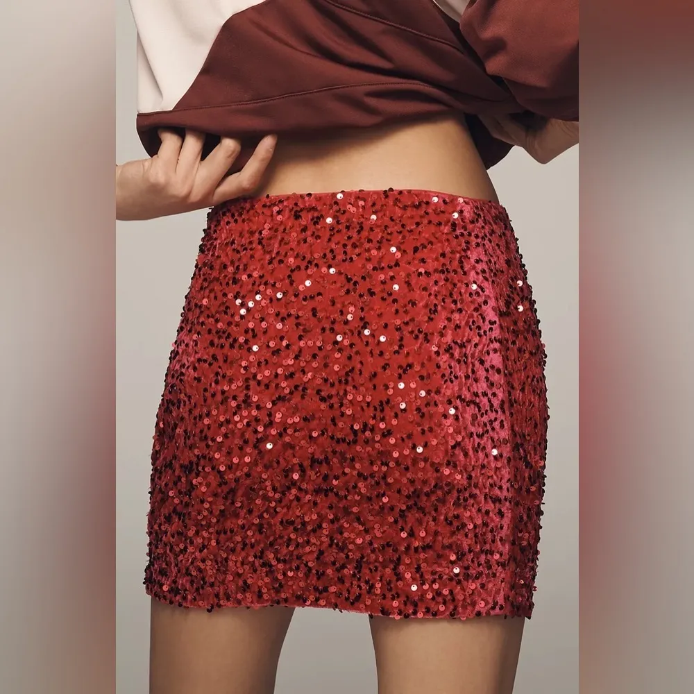 Anthropologie NWT Endless Rose Sequin Mini Skirt - medium - Image 3