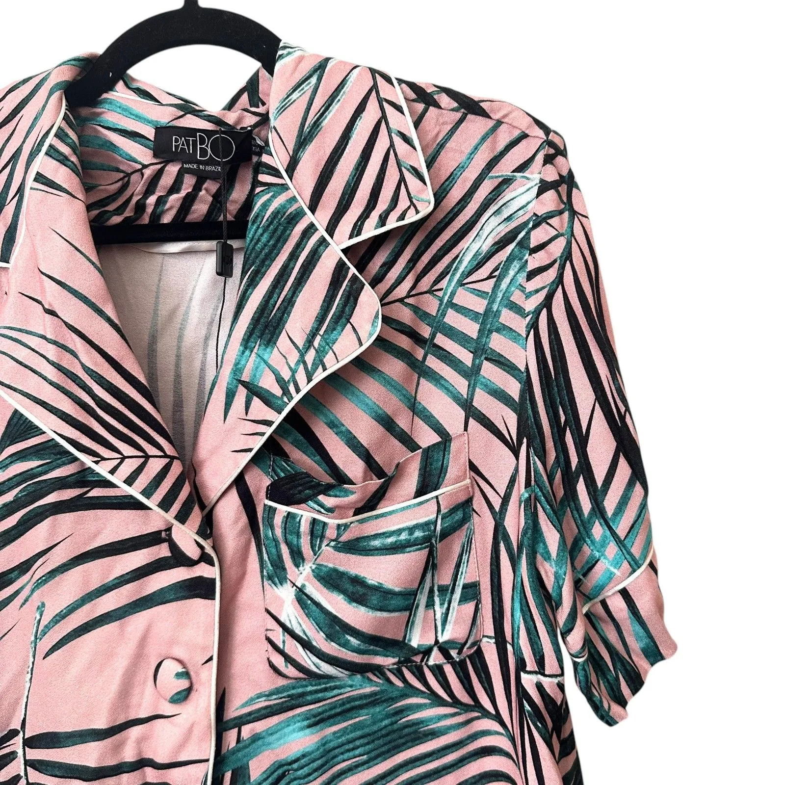 PATBO Palm Print‎ Buttoned Pajama Top NWOT Medium Pink - Image 3