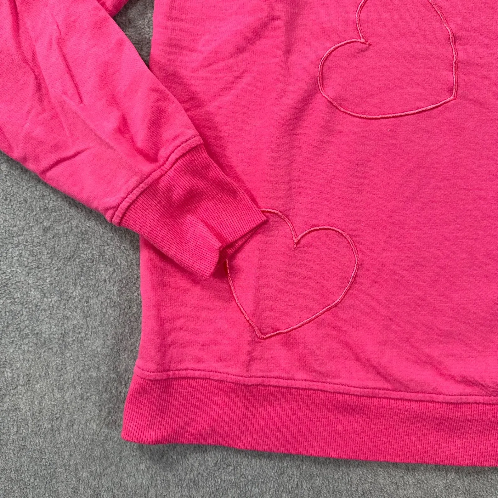 Jane & Delancey Embroidered Heart Crewneck Sweatshirt Pullover Womens Small Pink - Image 2