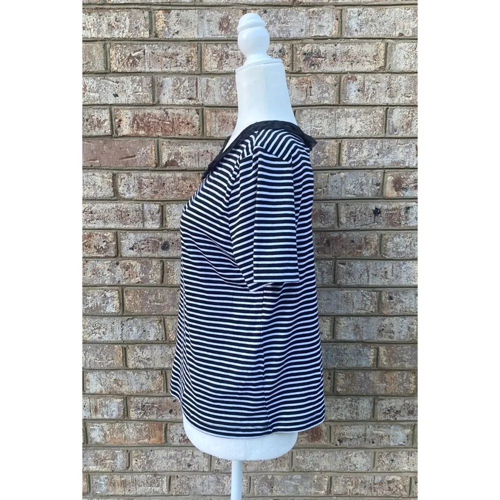 NWT Zara Striped Ruffle Neck Tee - Image 4