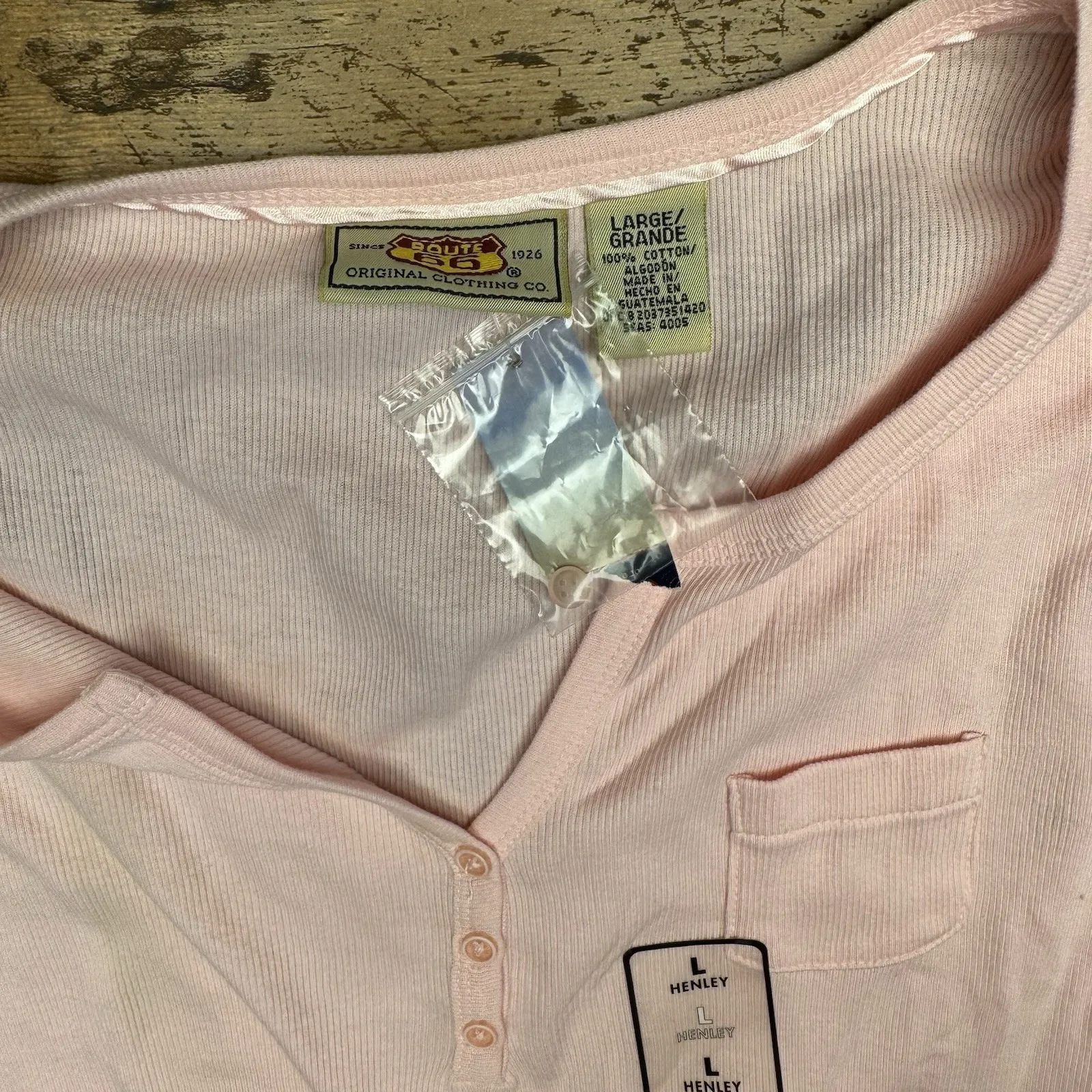 Route 66 Vintage NWT Kmart Women's Pink Henley Top, Casual Style, Size‎ Large - Image 4