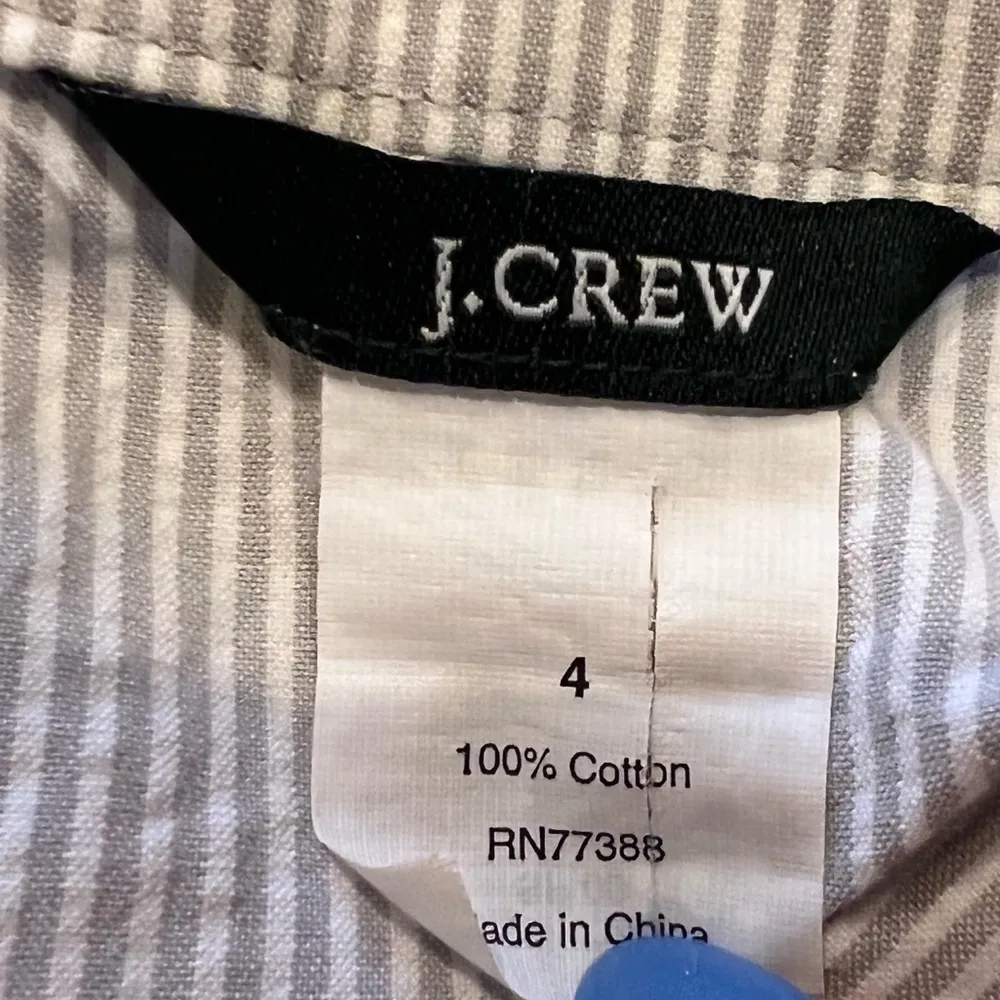 J. Crew cotton pinstripe mini skirt mid rise pockets white gray sz 4 - Image 5