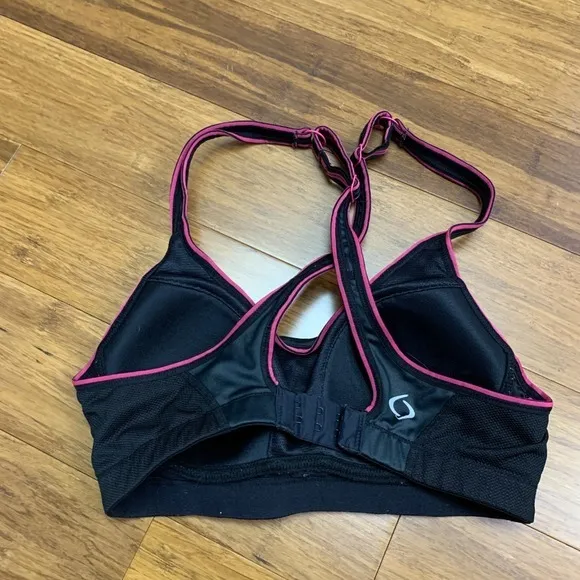Moving Comfort Sports Bra 300481‎ Womens XS Black Pink Impact Support Cross Back - Image 2