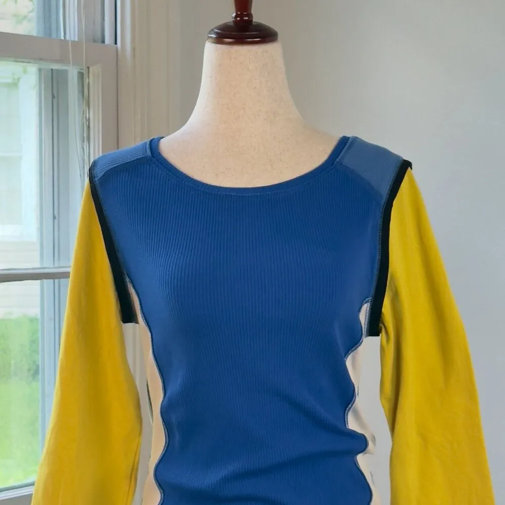 We the Free Fancy That Colorblock Tee Long Sleeve Henley Thermal Sporty Shirt Me - Image 2