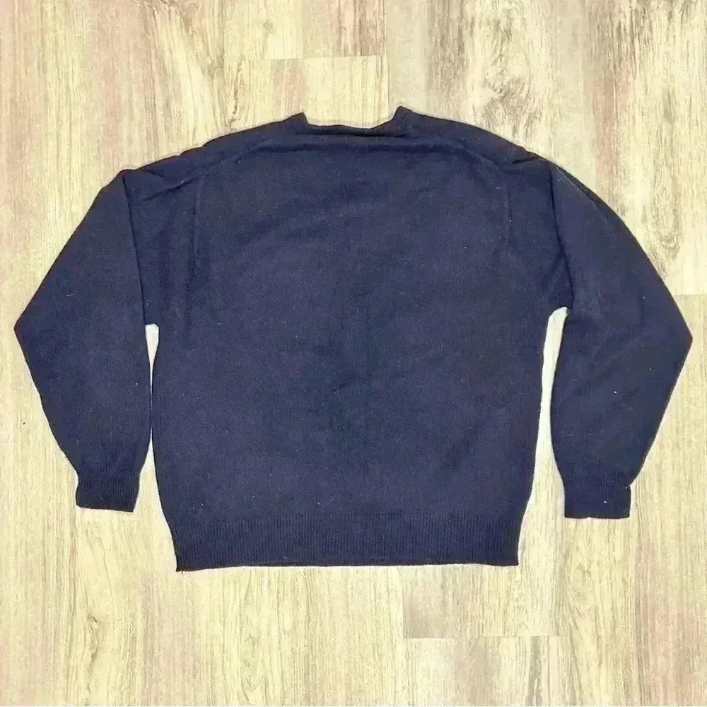 Geoffrey Beene Cashmere Wool Navy V Neck Sweater Long Sleeve Knit Top Size XL - Image 6