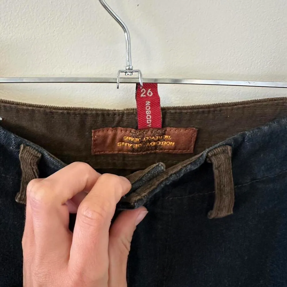 Two toned half corduroy brown denim flare Y2K jeans with a retro vibe #grunge Blue Size undefined - Image 4