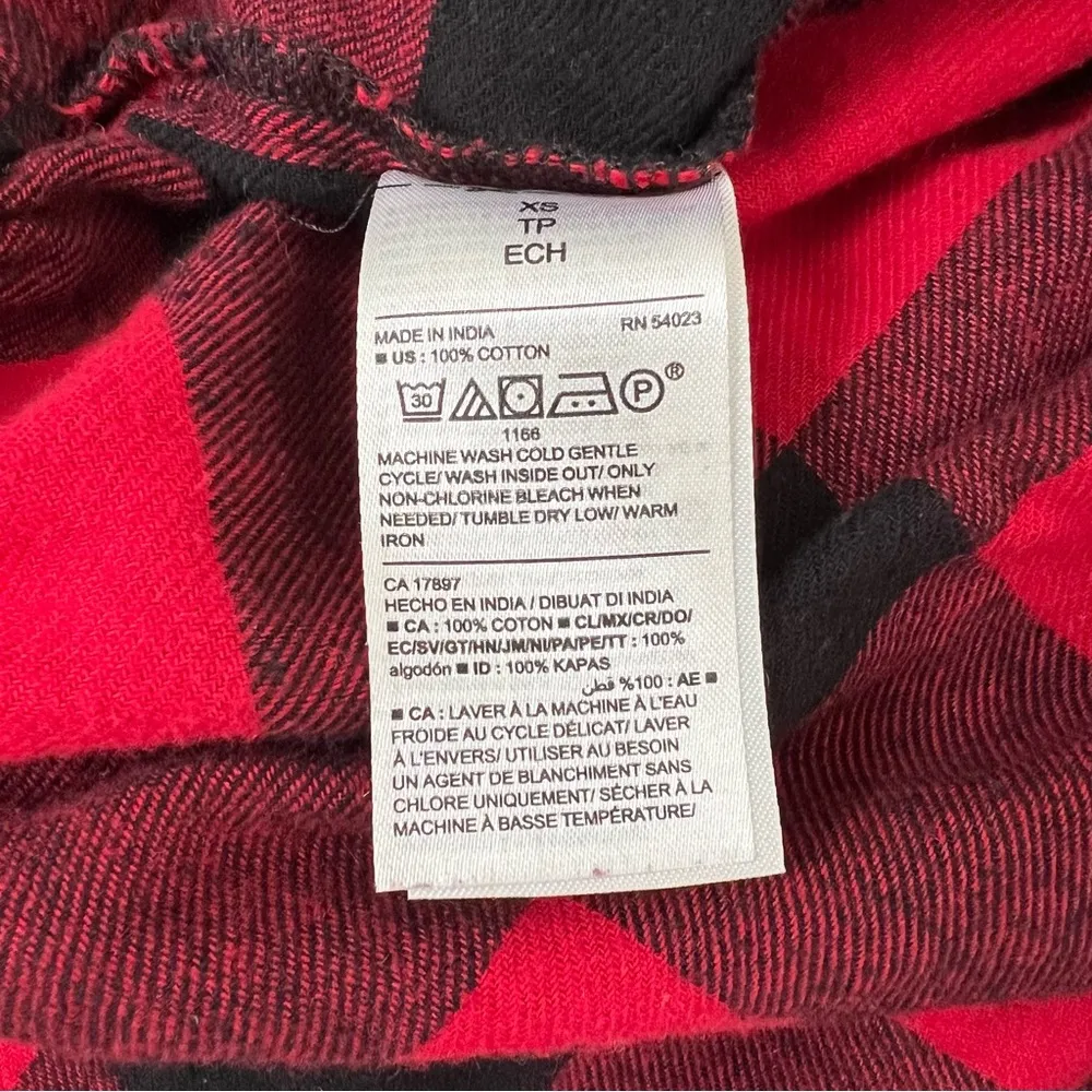 Old Navy Flannel PJ Bottoms Buffalo Plaid Red and Black Size XS - Image 4