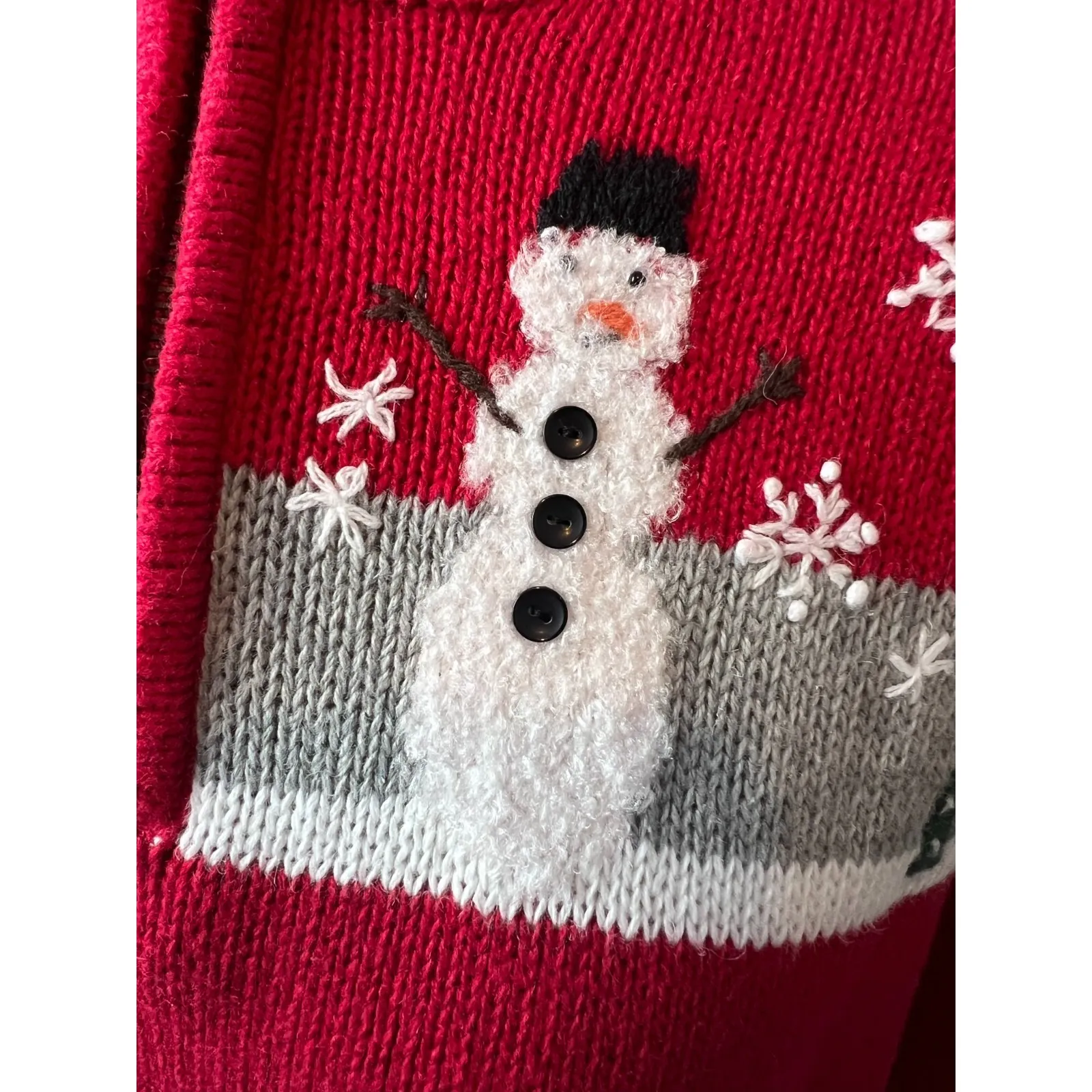 Breckenridge plus size 1X Ugly Christmas Sweater NWT Snowman half zip knit Red - Image 6