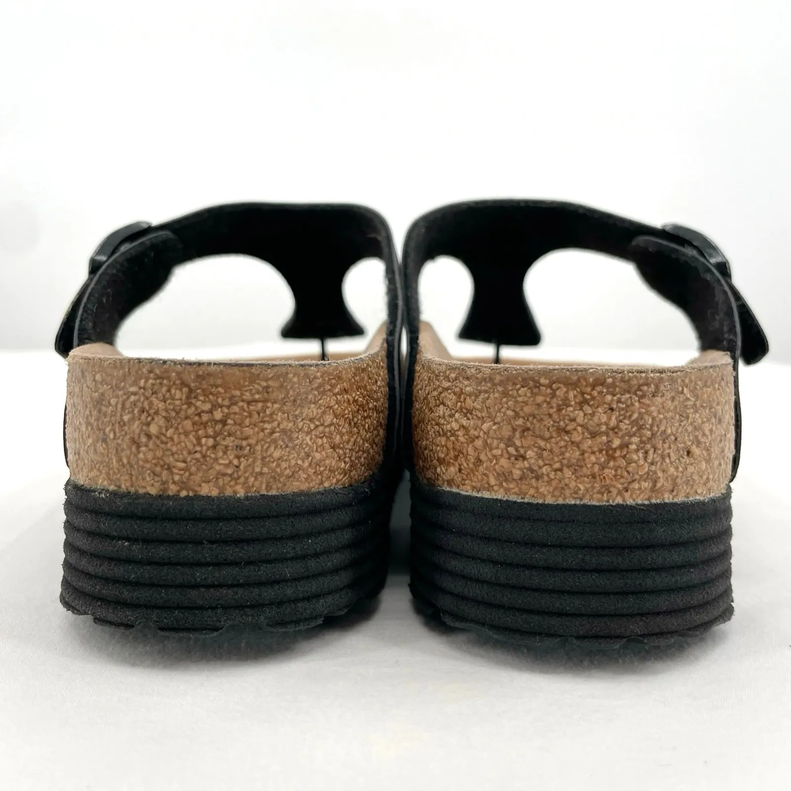 Birkenstock Gizeh Black Platform Thong Sandals Vegan Leather Papillio Size 38 - Image 8