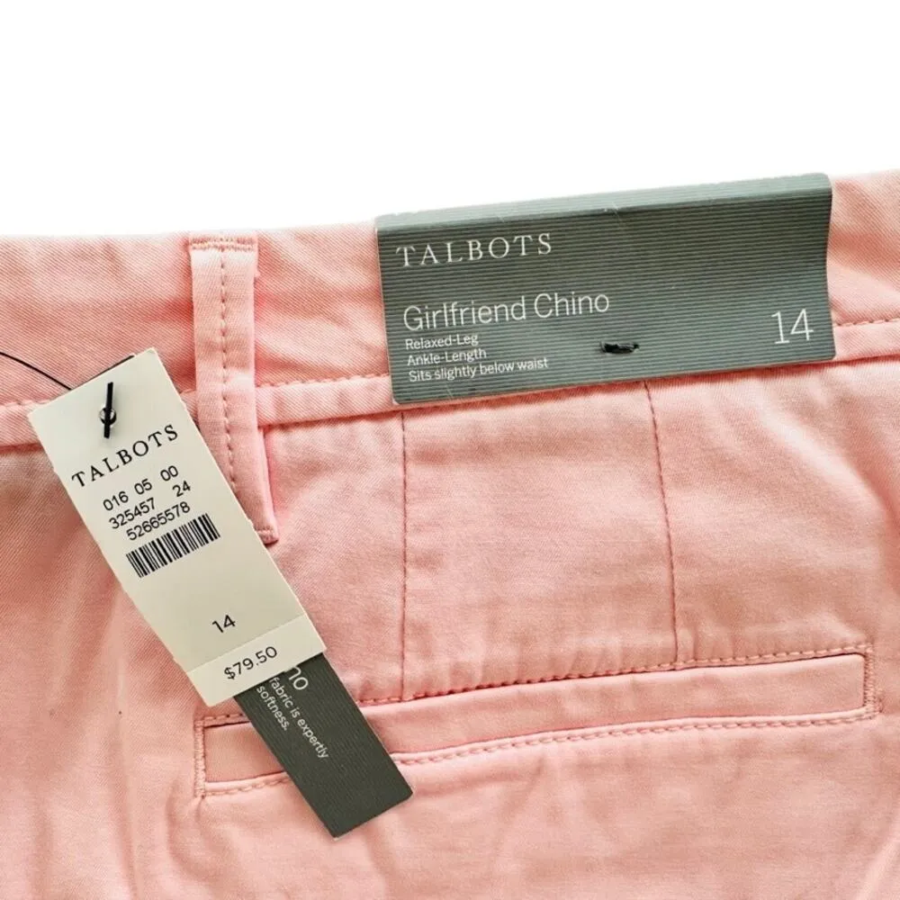 Talbots Girlfriend Chino Size 14 Pink NEW Ankle Cotton Spring Summer Casual - Image 3