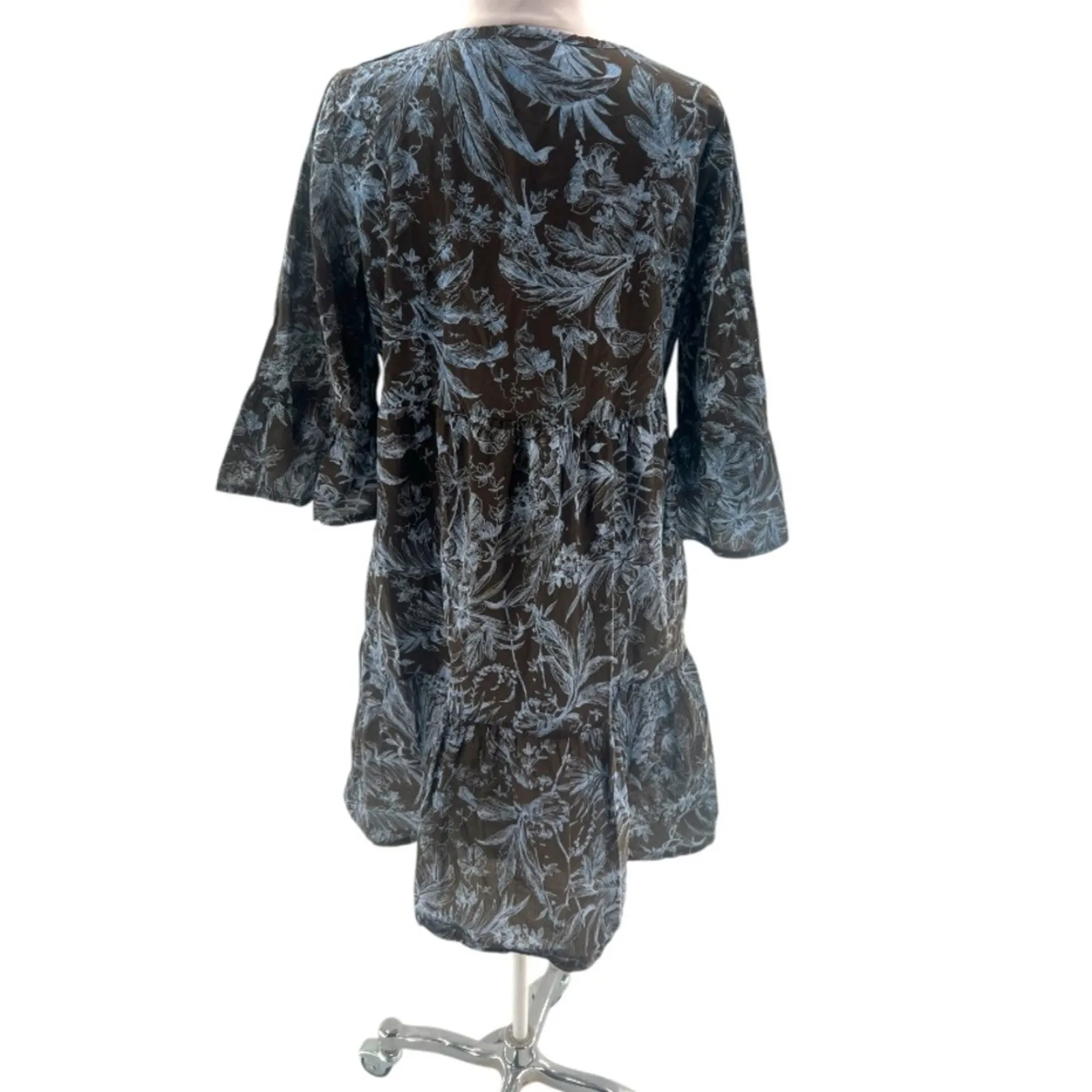 SAIPH lab Santorini Floral Dress Size L Cotton Italy Relaxed Coastal Brown Size L - Image 2
