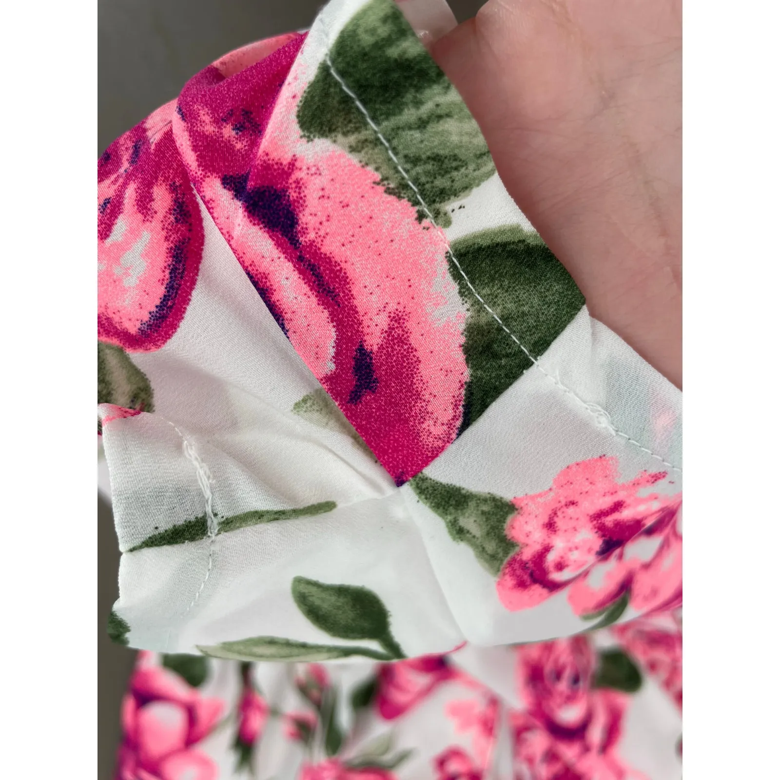 Pink Rose Romper Long Sleeve Floral Playsuit Short Summer L’Atiste by Amy Size S - Image 9