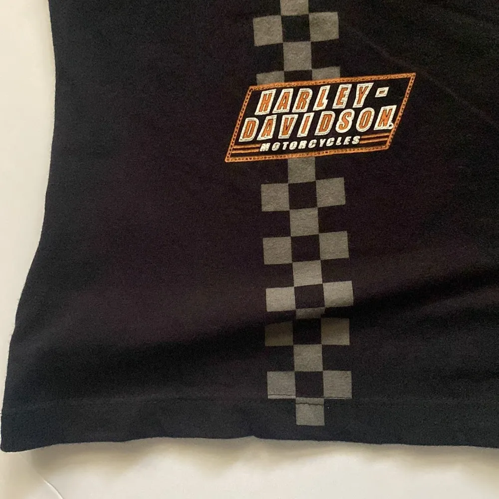 Vintage Y2K Harley-Davidson motorcycle racing logo halter tank top, size medium - Image 4