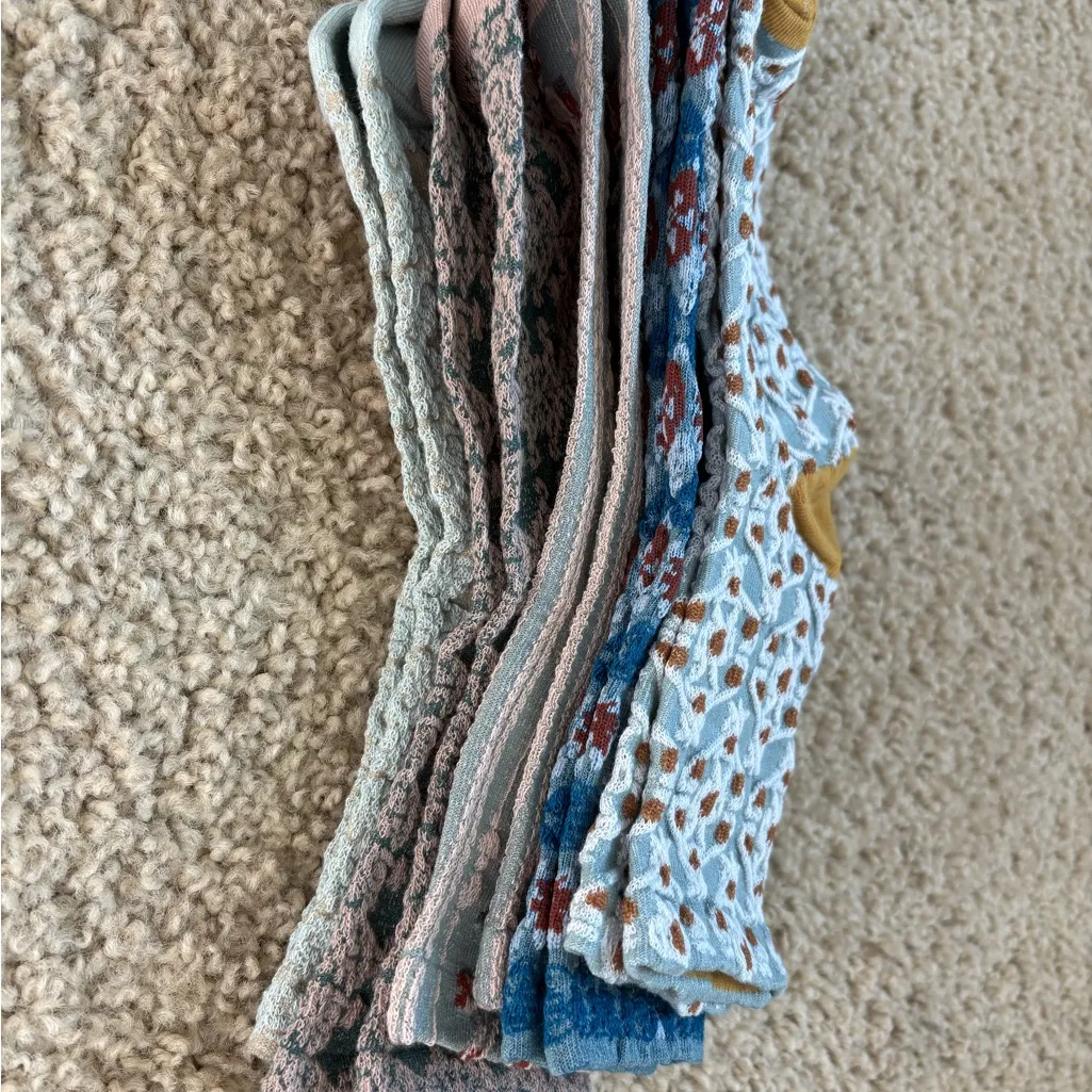 5 Pairs Vintage Style Floral Embroidered Crew Socks Lace Knit Thick‎ Warm New Green - Image 5