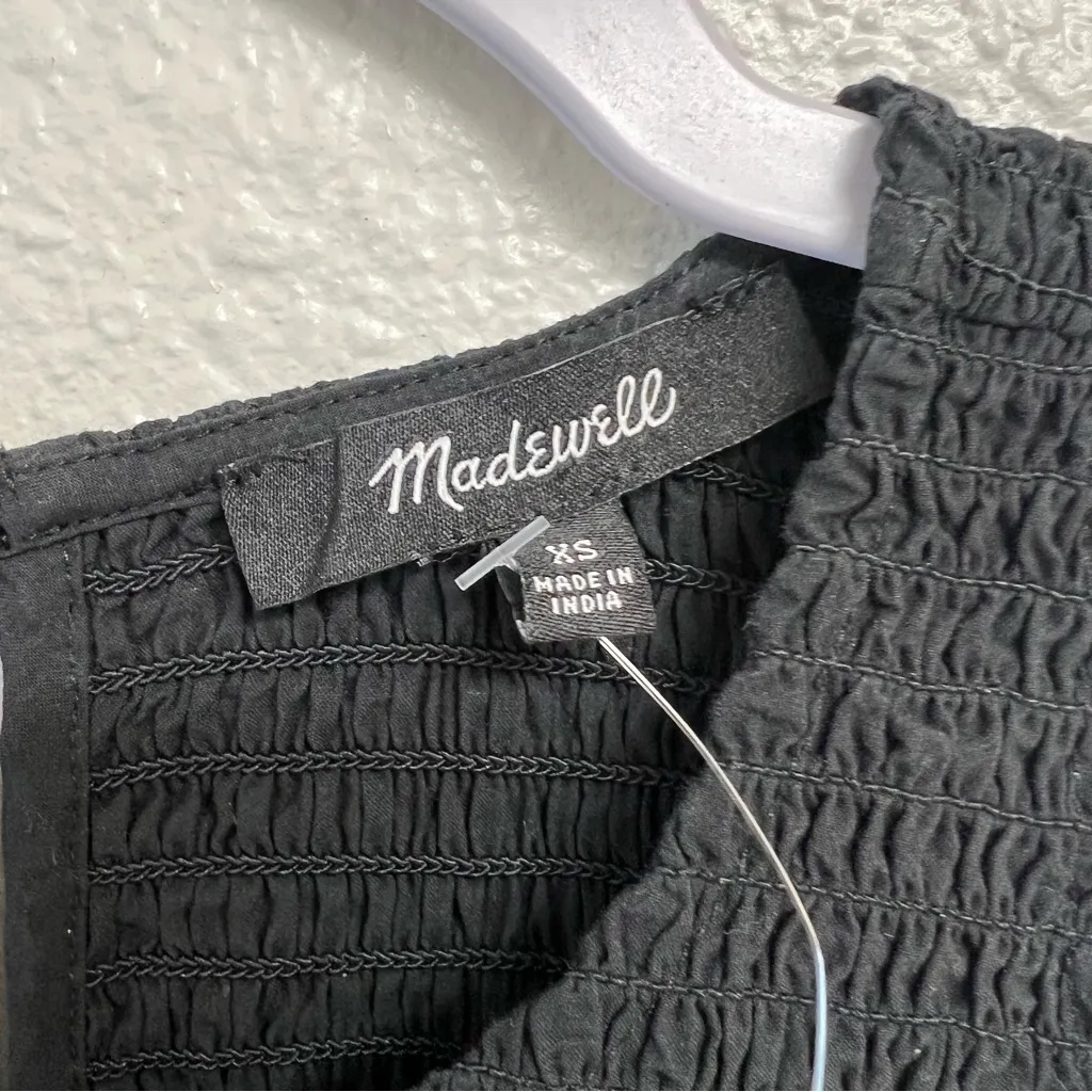 Madewell The Melody Smocked Midi Dress in True Black Size XS NWT - Image 7