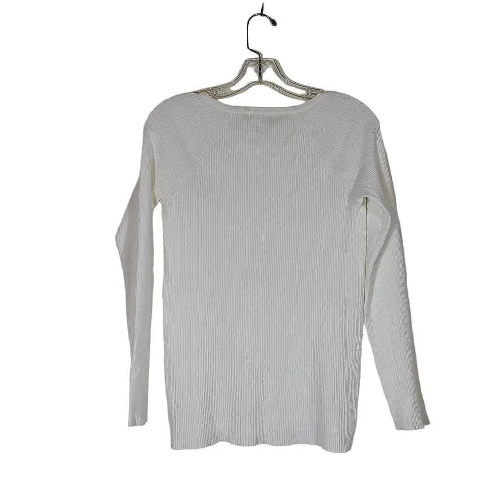 NWT Calvin Klein Ribbed Long Sleeve Riveted Lace Up Detail Sweater Size Small - Image 3