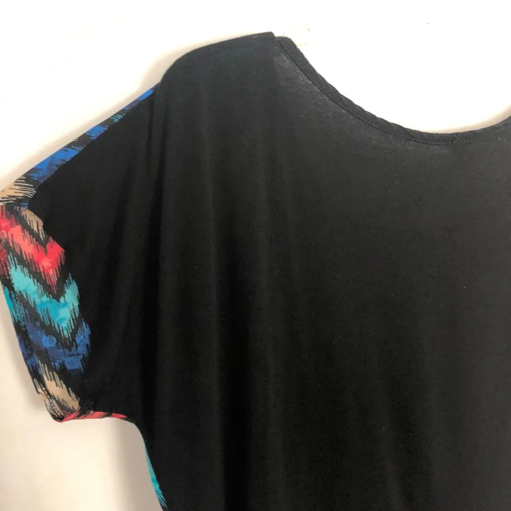 Discreet Multicolor Y2K Chevron Top Juniors Large Artsy Minimalist Dressy Flowy - Image 7