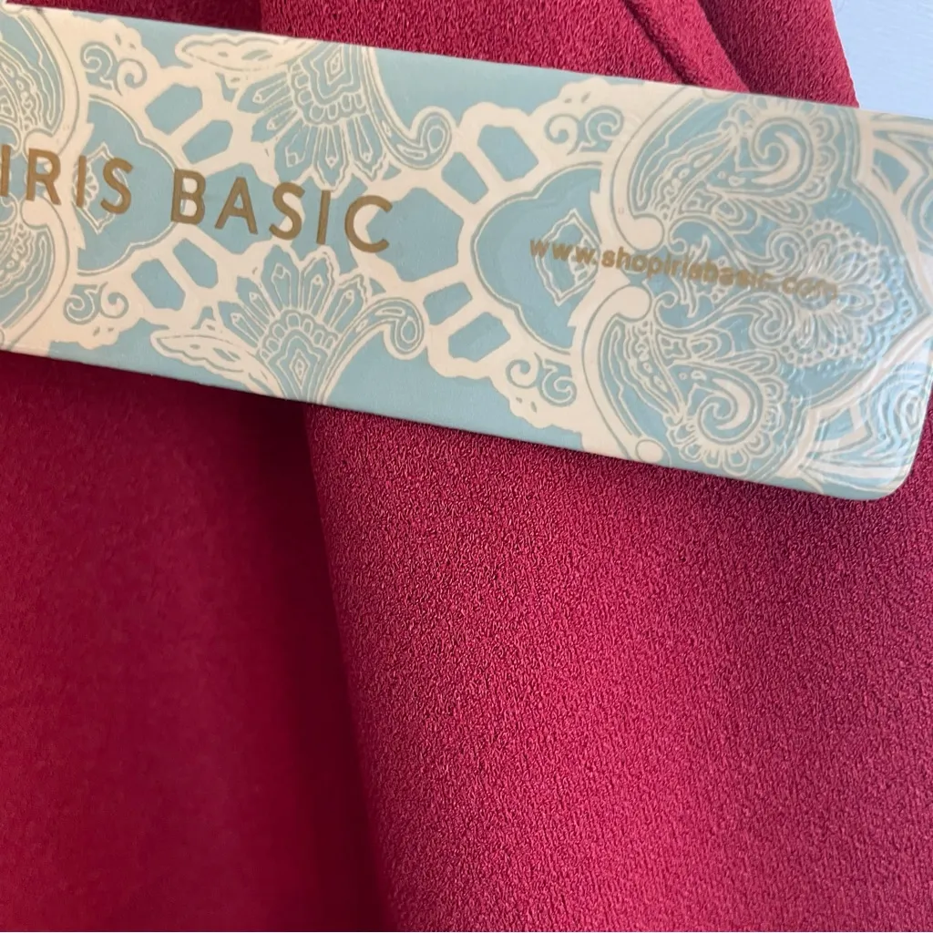 Iris Burgundy Ankle Pants Pockets Tie Stretch Waist Women M Boho Cottagecore NWT - Image 3