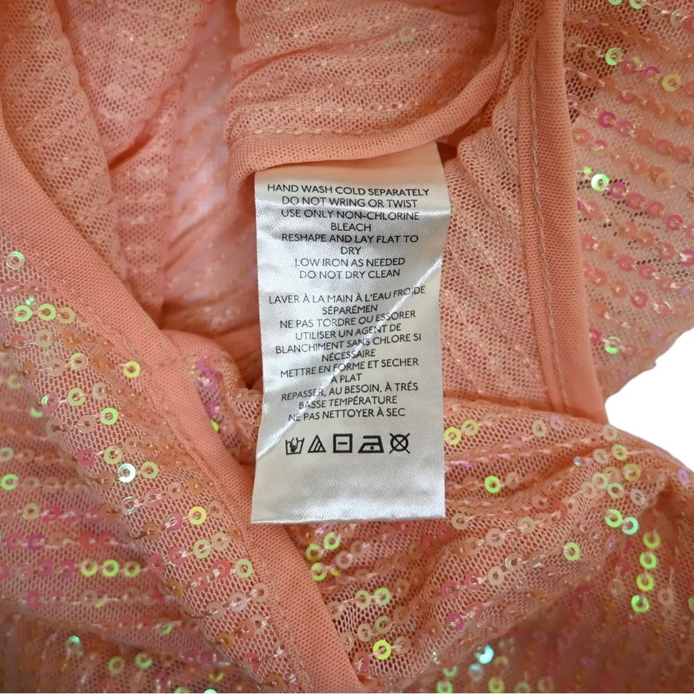 Free People Womens S Unapologetic Sequin Long Sleeve Top in Peach NEW - Image 11