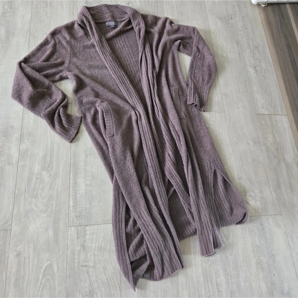 Barefoot Dreams CozyChic Lite Circle Cardigan Brown Taupe Open Front Size L - Image 2