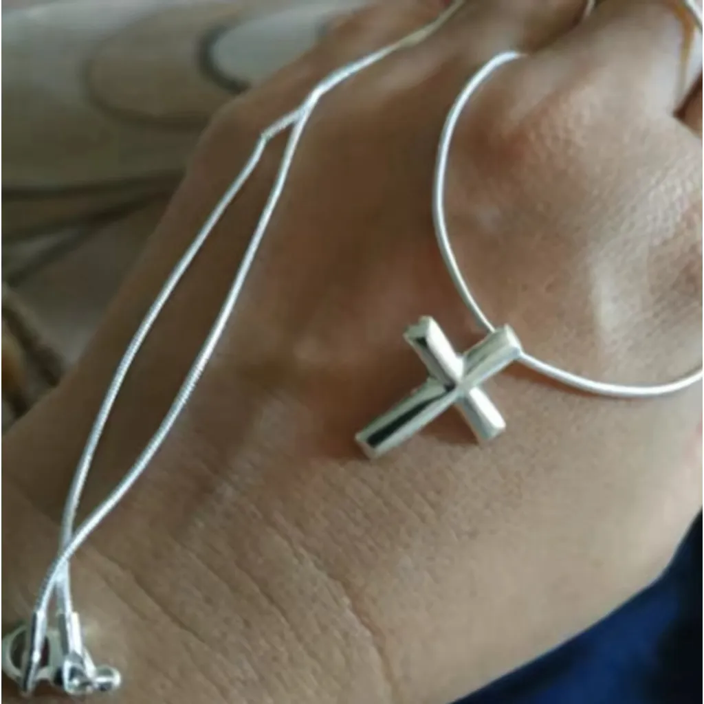 925 Sterling Silver Cross Pendant‎ Necklace, 16-18” - Image 9