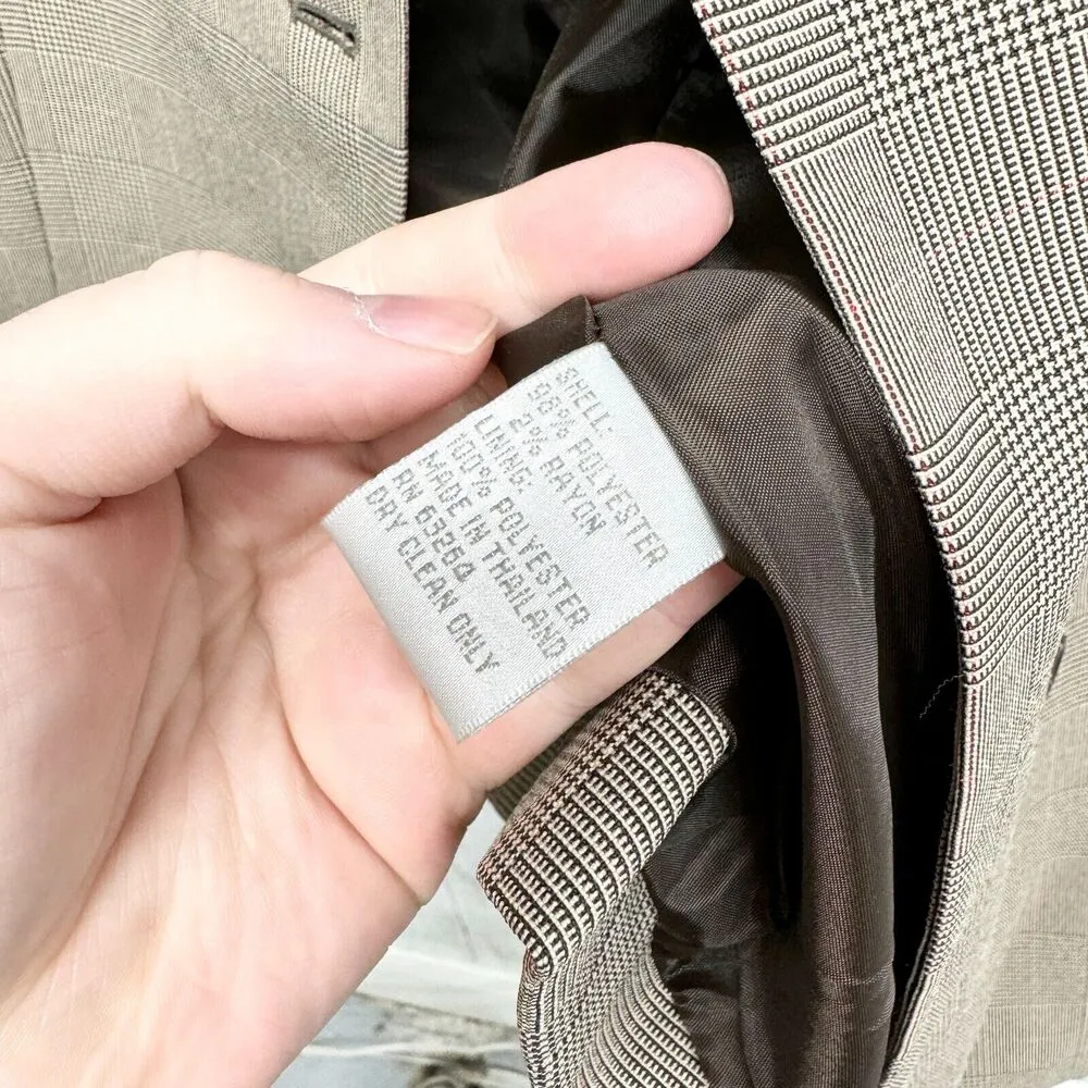 Dress Barn Jacket Women Size 16 Plaid Double Breasted Deep Light Brown Business - Image 3