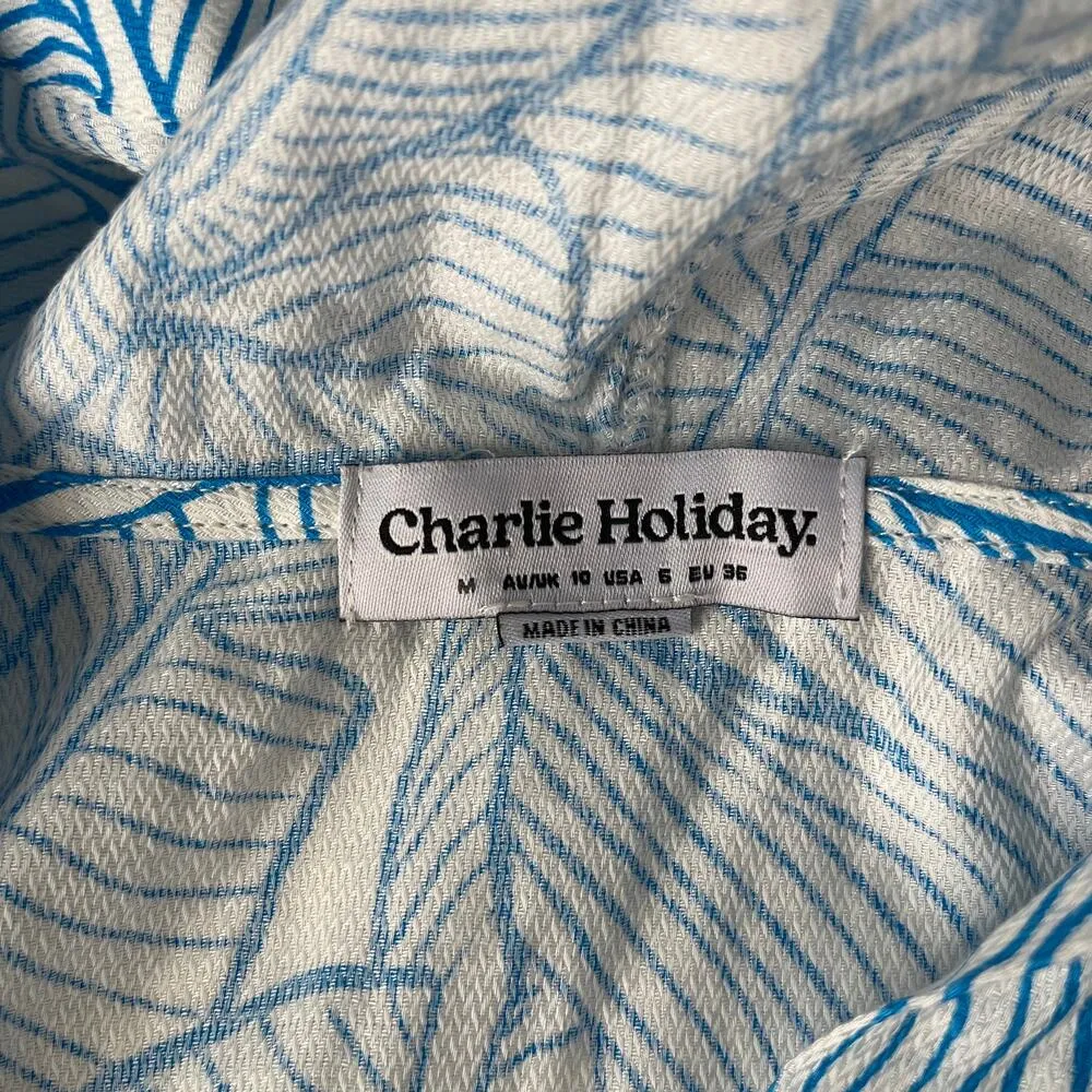 Charlie Holiday Coco Mini Womens Dress Size 6 Swim Coverup aqua Leaves Coastal - Image 9