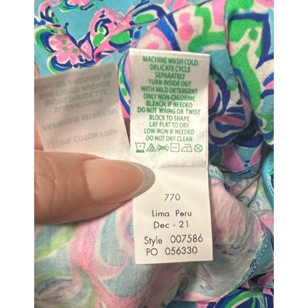 Lilly Pulitzer XS Blue Horizon Jungle Sunrise Mini Dress Tropical Resort Preppy - Image 7