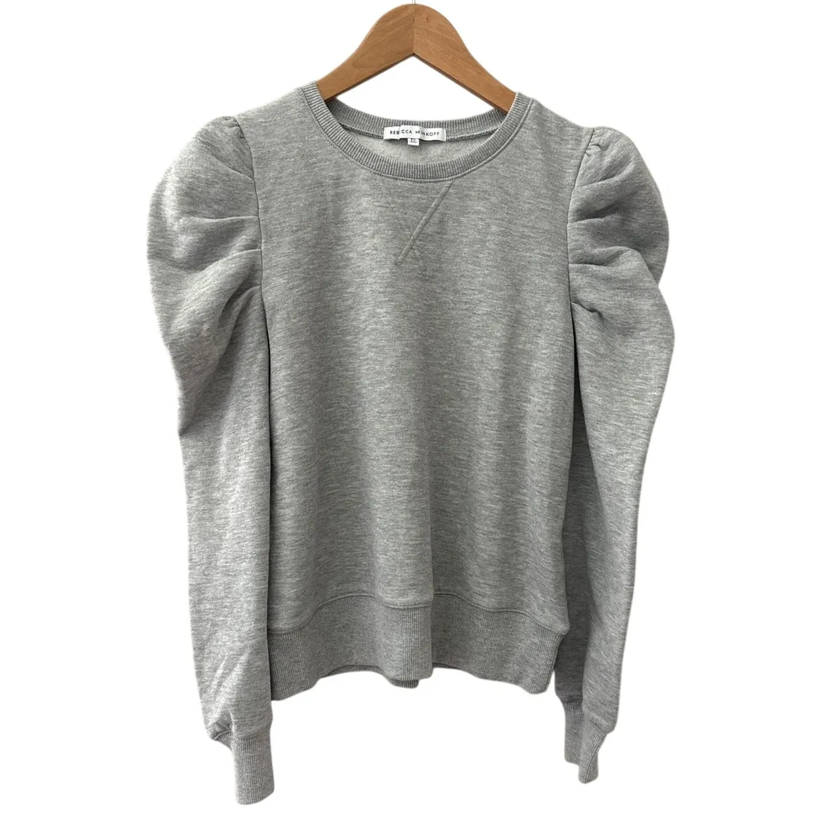 Rebecca Minkoff Janine Puffed Shoulder‎ Heather Gray Sweatershirt Size XS - Image 4