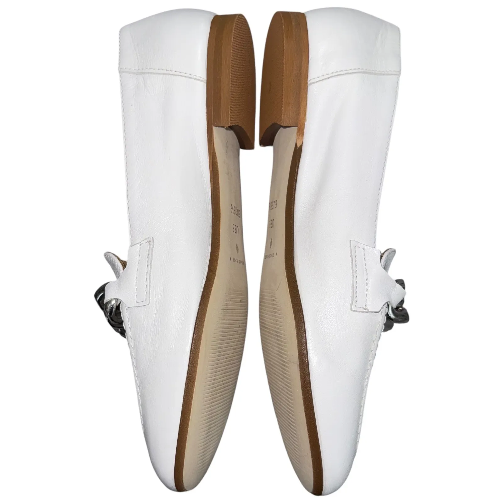 Donald Pliner White Leather Chain Loafers‎ Size 8 EU 38.5 Slip On Shoes Chunky - Image 5