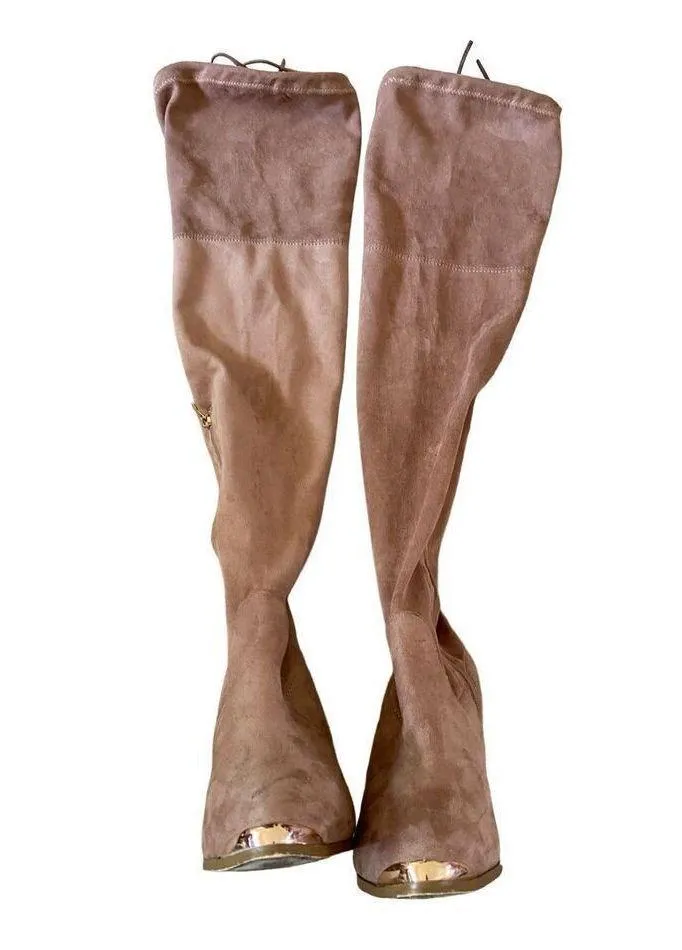 Catherine Malandrino  Thigh High Boots Blush Gold Sz 8.5 - Image 4