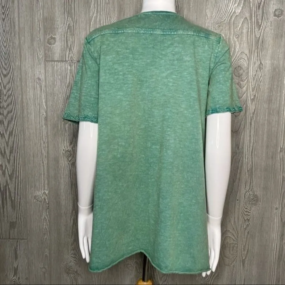 NWOT Caite cotton floral embroidered flair fit over sized sm t shirt beach casua Green - Image 5