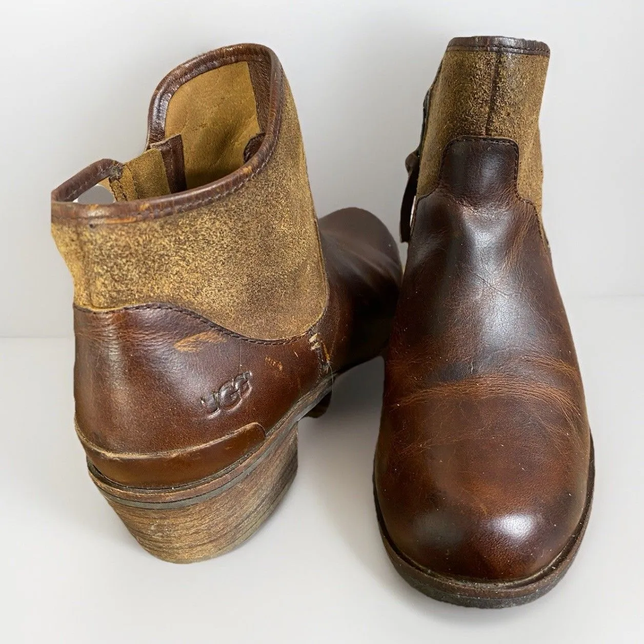 UGG  Penelope Genuine Leather  Sz 8.5 Women Zip Brown S/N 1008710 Ankle Boots - Image 4